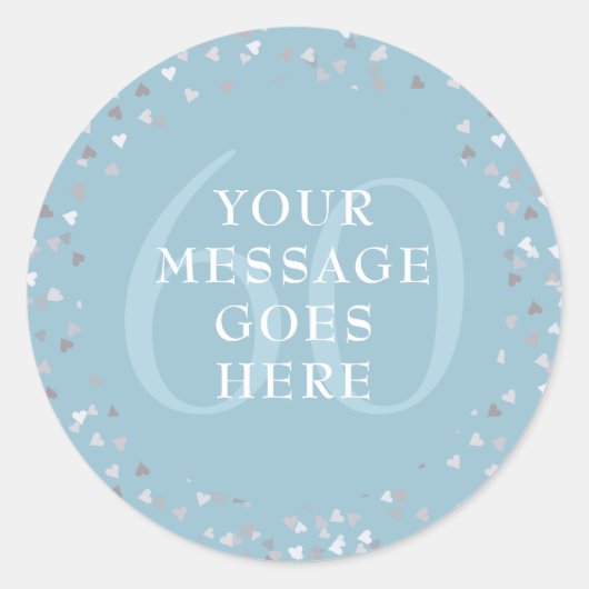 60e Jubileum Harten Confetti Ronde Sticker (Voorkant)