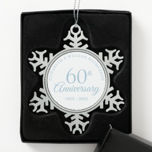 60e Jubileum Harten Confetti Tin Sneeuwvlok Ornament (Kistje)