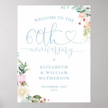 60e Jubileum Hartschrift Bloemen Welkomstbord