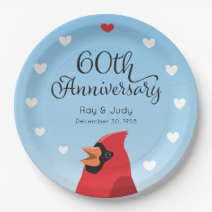 60e Jubileum, kardinaal en hart van het huwelijk Papieren Bordje