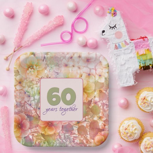 60e Jubileum Koolstofontwerp Papieren Bordje (Feest)