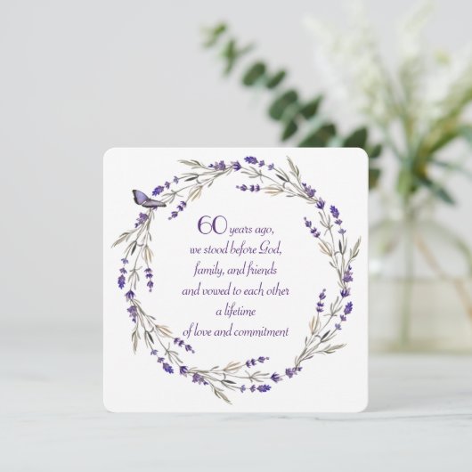 60e Jubileum Lavender Wreath Kaart (Staand voorkant)