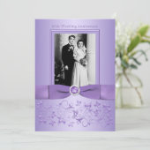 60e Jubileum Lila Floral Uitnodiging (Staand voorkant)