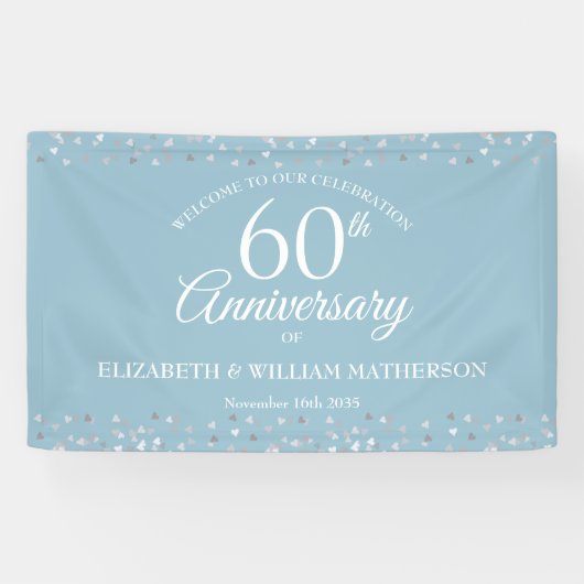 60e Jubileum Love Hearts Confetti Welkom Spandoek (Horizontaal)