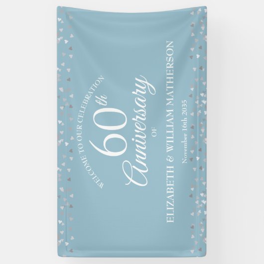 60e Jubileum Love Hearts Confetti Welkom Spandoek (Verticaal)