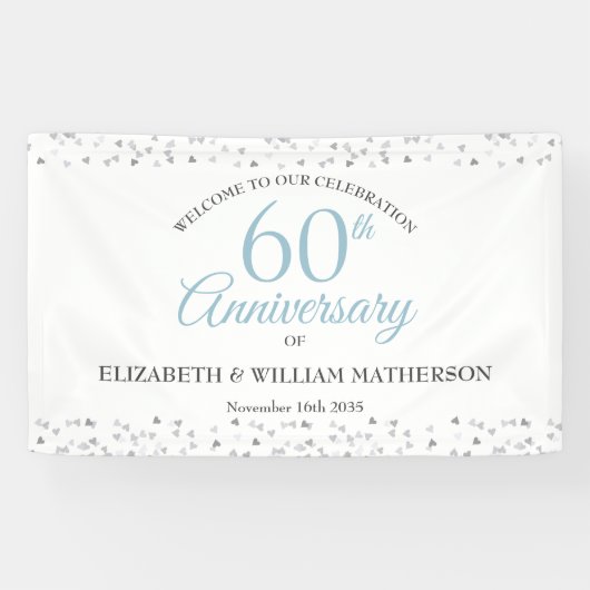 60e Jubileum Love Hearts Confetti Welkom Spandoek (Horizontaal)