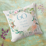 60e Jubileum met diamanten Rozen Kussen<br><div class="desc">Met een delicate waterverf florale tuin kan deze botanische 60ste trouwdag keepomwille pillow gepersonaliseerd worden met je speciale verjaardagsinformatie in elegante diamantblauwe tekst. Ontworpen door: Thisnotme©</div>