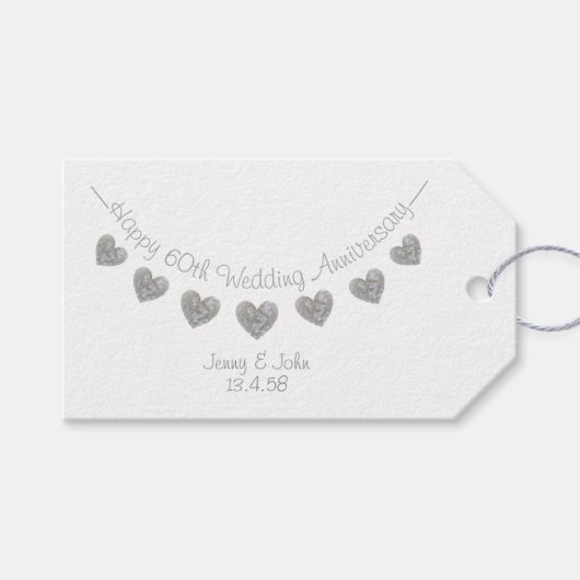 60e Jubileum met diamanten weddenschap label Cadeaulabel (Voorkant (Horizontaal))