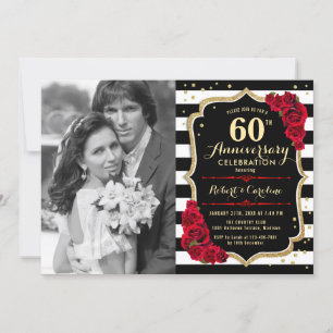 60e Jubileum met foto's - Gold Black Red Kaart