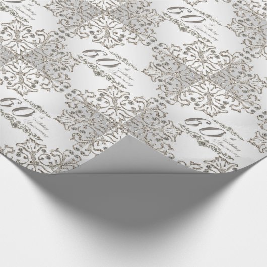 60e Jubileum met glitter-diamant Cadeaupapier (Hoek)