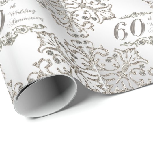 60e Jubileum met glitter-diamant Cadeaupapier (Rol Hoek)