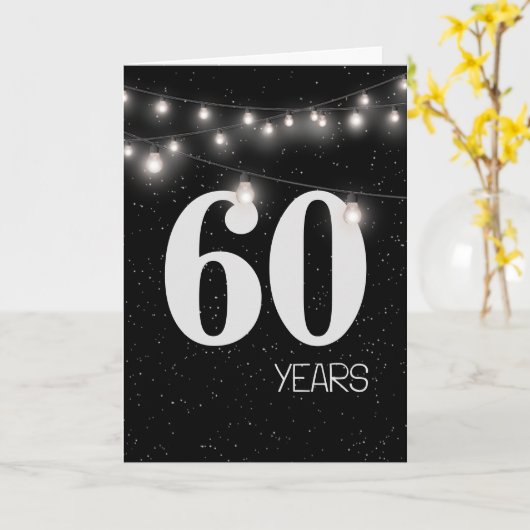 60e Jubileum met lampjes en sterren Kaart (Gele Bloem)