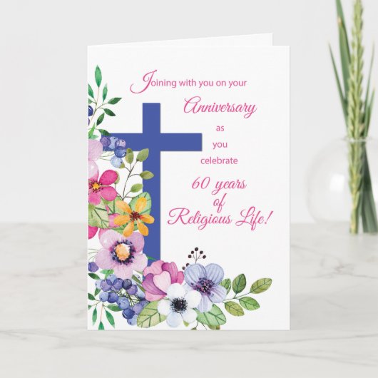 60e Jubileum, Nun, Religious Life Cross en Fl Kaart (Voorkant)