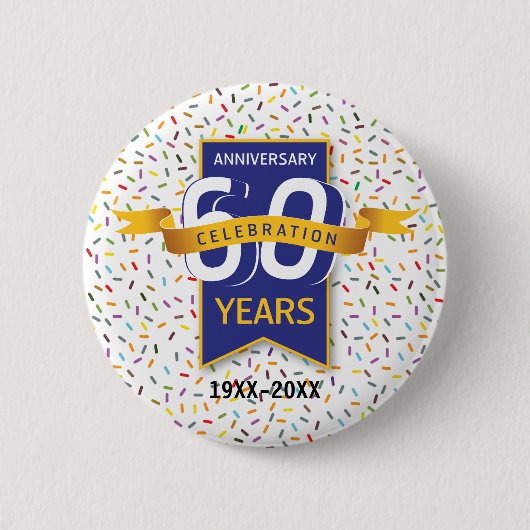 60e JUBILEUM ontwerp Ronde Button 5,7 Cm (Voorkant)