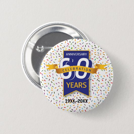 60e JUBILEUM ontwerp Ronde Button 5,7 Cm (Voorkant /achterkant)