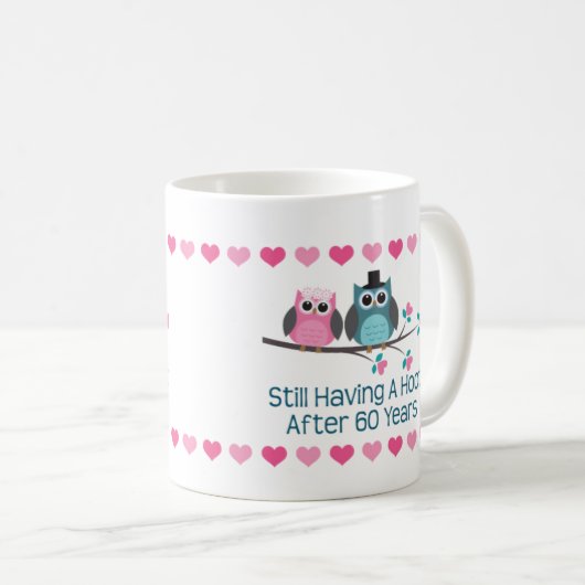 60e Jubileum Owl Paar Mok (Voorkant rechts)