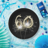 60e Jubileum-partij op zwarte reservekoppen Papieren Bordje (Feest)