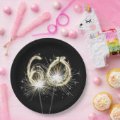 60e Jubileum-partij op zwarte reservekoppen Papieren Bordje (Feest)