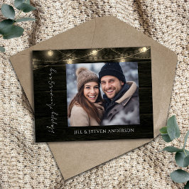 60e Jubileum Party Rustic Wood Lights Informatiekaartje