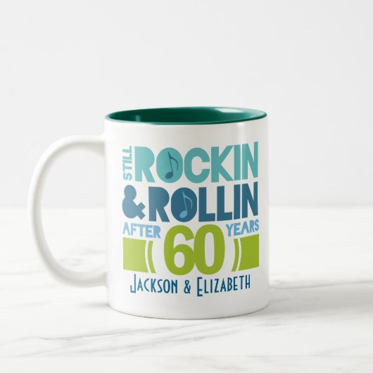 60e Jubileum persoonlijke microscoopcadeau Tweekleurige Koffiemok (Links)