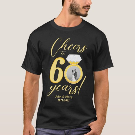 60e Jubileum Proost 60 jaar Trouwfoto T-shirt (Voorkant)