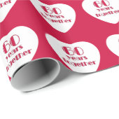 60e Jubileum Rood hart bruiloft Cadeaupapier (Rol Hoek)