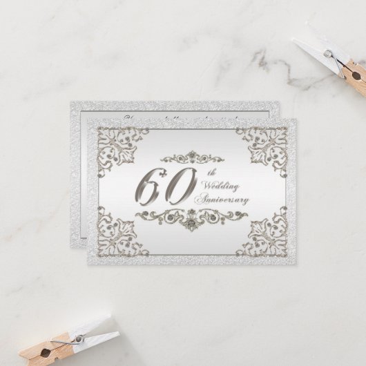 60e Jubileum RSVP-kaart voor bruiloft Kaart (Voorkant / Achterkant in situ)