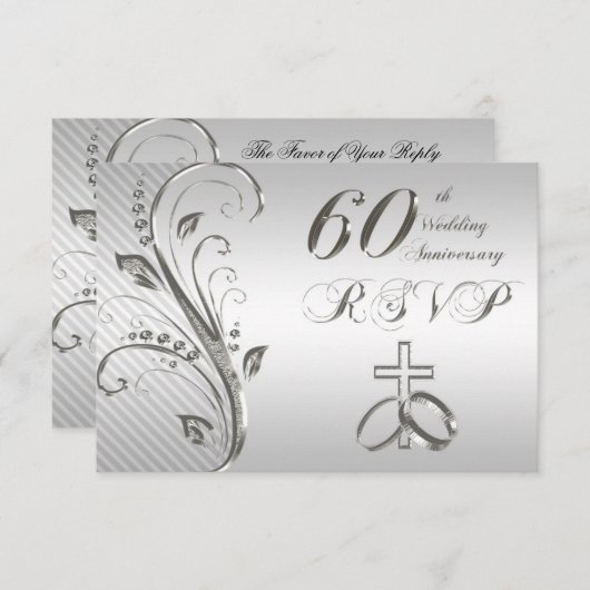 60e Jubileum RSVP-kaart voor bruiloft RSVP Kaartje (Voorkant / Achterkant)