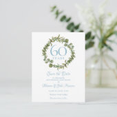 60e Jubileum Save the Date Groen Bloemen Briefkaart (Staand voorkant)
