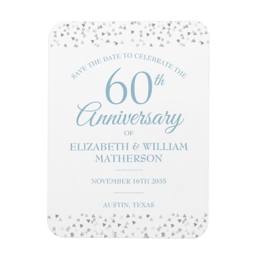 60e jubileum Save the Date Love Hearts Magneet (Verticaal)