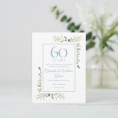 60e Jubileum Sla datum Waterverf Floral op Aankondigingskaart (Staand voorkant)