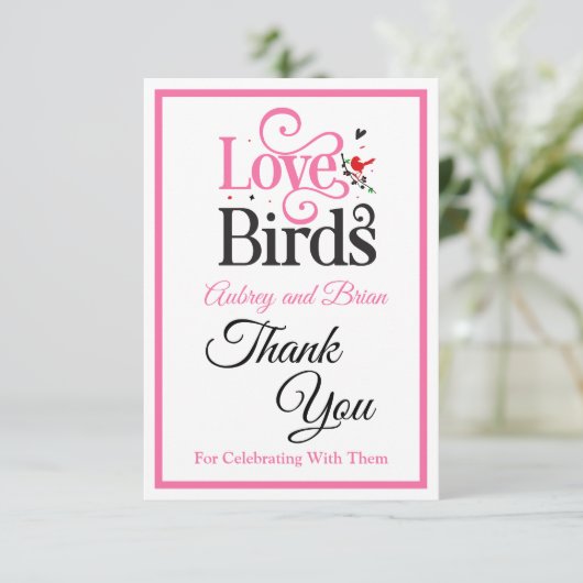 60e Jubileum Tortelduifjes Gepersonaliseerd Bedankkaart (Staand voorkant)