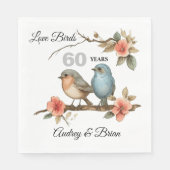 60e Jubileum Tortelduifjes gepersonaliseerde serve Servet (Voorkant)