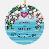 60e Jubileum Tropische strand Orchids Keramisch Ornament (Voorkant)