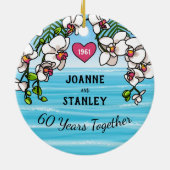 60e Jubileum Tropische strand Orchids Keramisch Ornament (Achterkant)