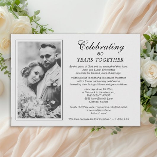 60e Jubileum Trouwfoto Christelijk Religieus Kaart