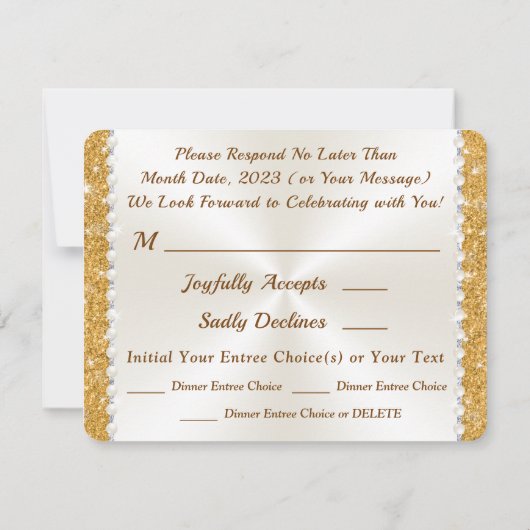 60e Jubileum-uitnodigingen, RSVP met menu of Kaart (Achterkant)