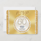 60e Jubileum-uitnodigingen, RSVP met menu of Kaart (Voorkant)