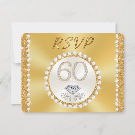 60e Jubileum-uitnodigingen, RSVP met menu of Kaart (Voorkant)