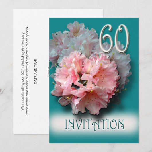 60e Jubileum-uitnodigingsrhododendrons Kaart (Voorkant / Achterkant)