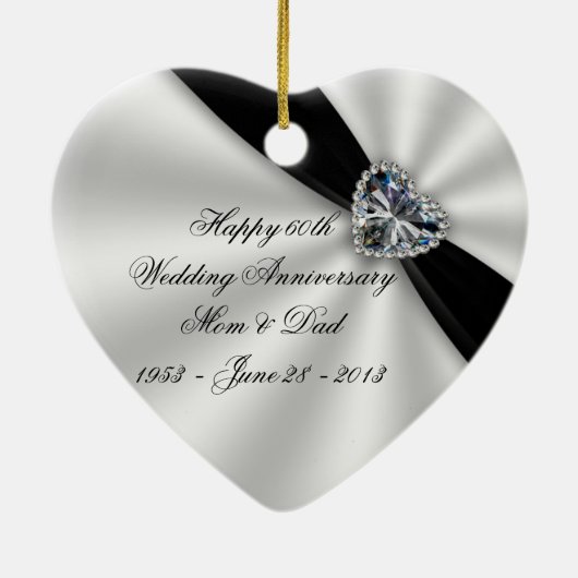 60e Jubileum van bruiloft Ornament hart (Achterkant)