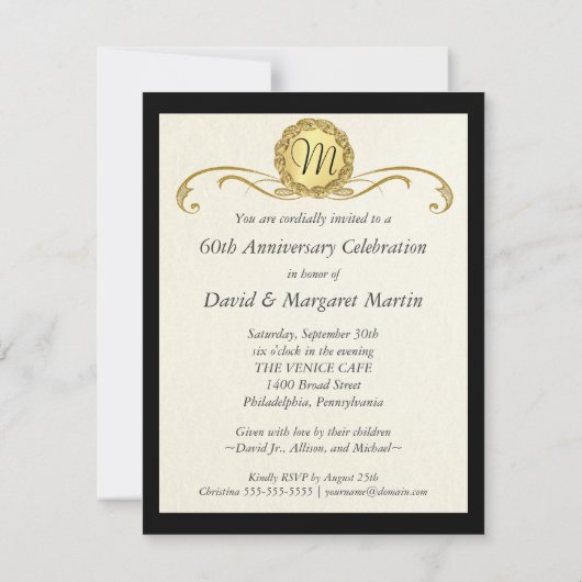 60e Jubileum Vintage uitnodigingen (Achterkant)