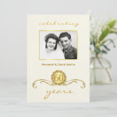 60e Jubileum Vintage uitnodigingen (Staand voorkant)