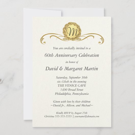 60e Jubileum Vintage uitnodigingen (Achterkant)