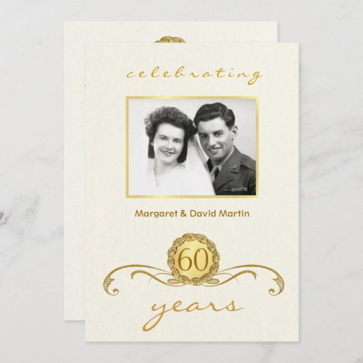 60e Jubileum Vintage uitnodigingen (Voorkant / Achterkant)