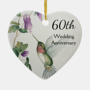 60e Jubileum vogelbloemen Keramisch Ornament