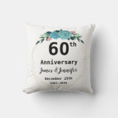 60e Jubileum voor bruiloft - Aangepaste namen en J Kussen (Voorkant)