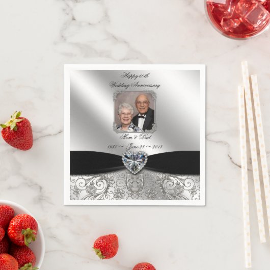 60e Jubileum voor bruiloft — Papier Napkins Servet (Insitu)