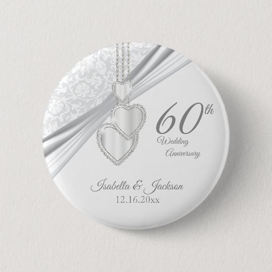 60e Jubileum voor bruiloft Ronde Button 5,7 Cm (Voorkant)