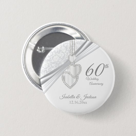 60e Jubileum voor bruiloft Ronde Button 5,7 Cm (Voorkant /achterkant)